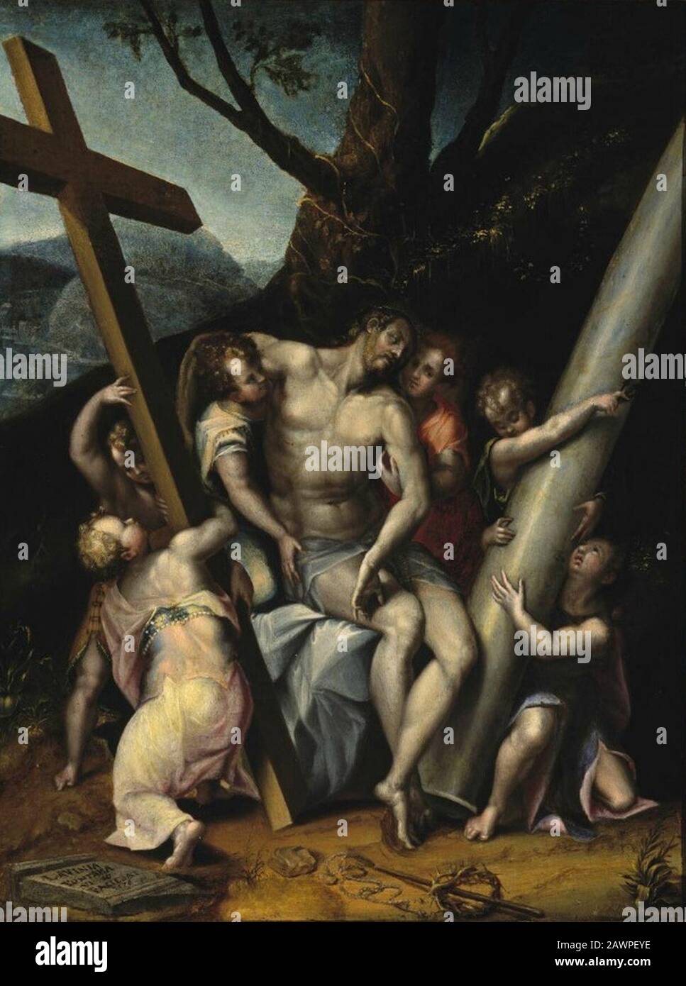 « Christ avec les symboles de la Passion », huile sur toile de Lavinia Fontana, 1576, Banque D'Images