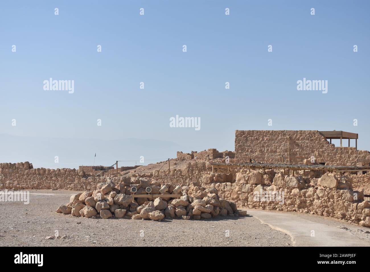 Paysage dans le parc national de Masada objets anciens Banque D'Images