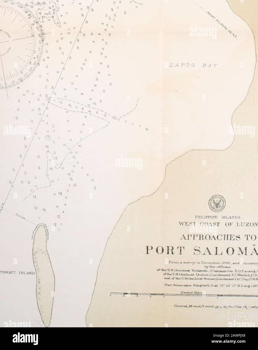 Un bulletin de prononciation et un dictionnaire géographique des îles Philippines, Etats-Unis d'Amérique avec des cartes, des cartes et des illustrations . PORT SALOMAGUE DOC /?, SI; 57 GAZETTEER DES ÎLES PHILIPPINES. 795 SALOMAWUE; point 8^ M. Se. De Santa Cruz et E.point de Marinque, au large de SW. Côte de Tayabas,Luz6n. Mangroves witii basses et couvertes.Entre tliis et Marlanga Pt. Est baie beweenKabuyolc (Cabuyoc) et Pilii Pt., avec bon ancrage. Lat. 13° 25 20 N. rivière à N. Luz6n. SALONAC^UI (sah-law-na-key), ver.; hameau inPangasin^n, Luzon, 7 M. S. de Lingay6n. SALONCJ (sah-lohng), nat.; poin Banque D'Images