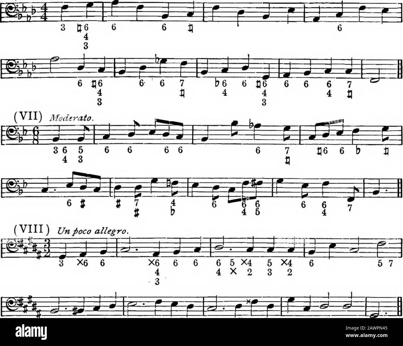 Harmonie, théorie et pratique . 6 7 74 6 3 ch»p. IX.] (VI) Andante. MODULA TION. 127. 6 1(6 6 6 6 6 6 16 06 5 (5 6 75 4 4 43 X 6 6 5 74 X — (IX) PASTORALE. Banque D'Images