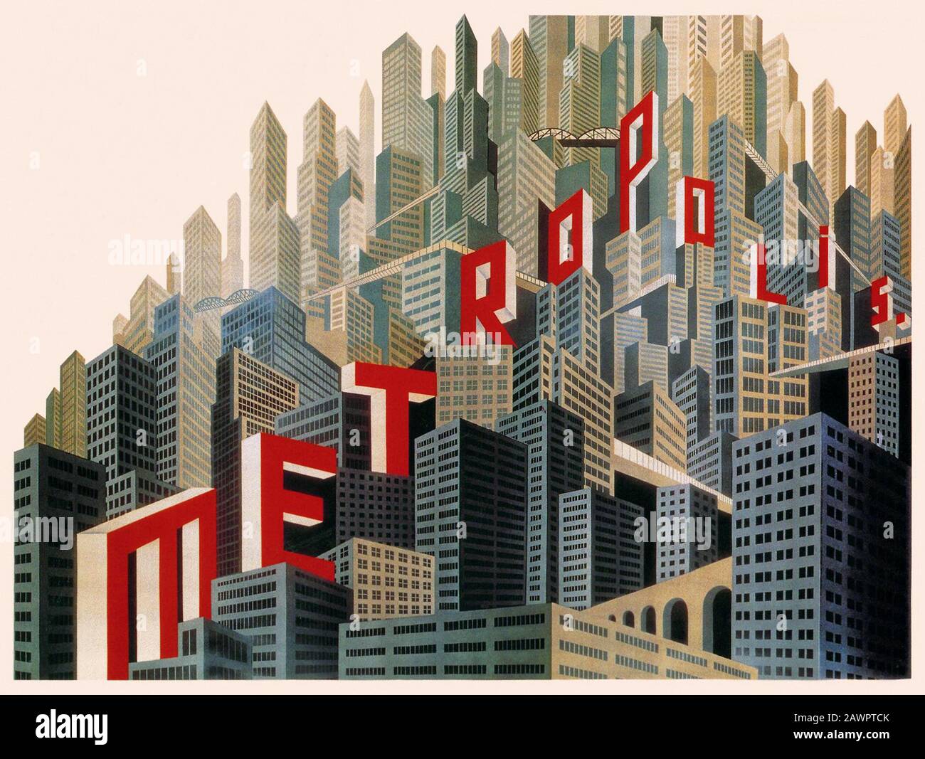 1927 : L'affiche originale de la publicité pour le film METROPOLIS par Fritz Lang , design par Boris Bilinsky - FILM - ALLEMAGNE - GERMANIA - CINÉMA MUTO - S Banque D'Images