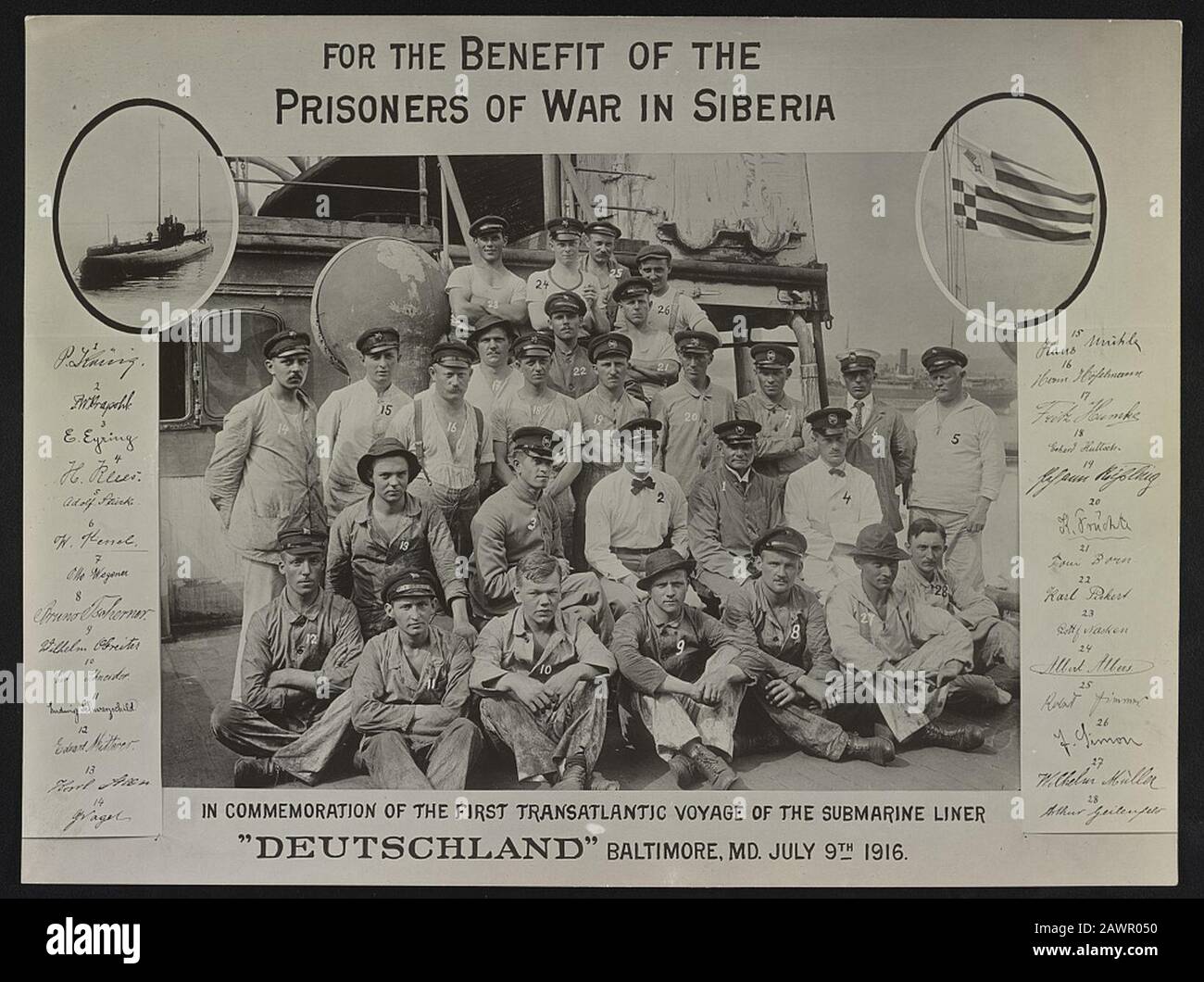 Pour le bénéfice des Prisonniers de guerre en Sibérie en commémoration du premier voyage transatlantique du sous-marin «Deutschland» Baltimore, mort le 9 juillet 1916 Banque D'Images