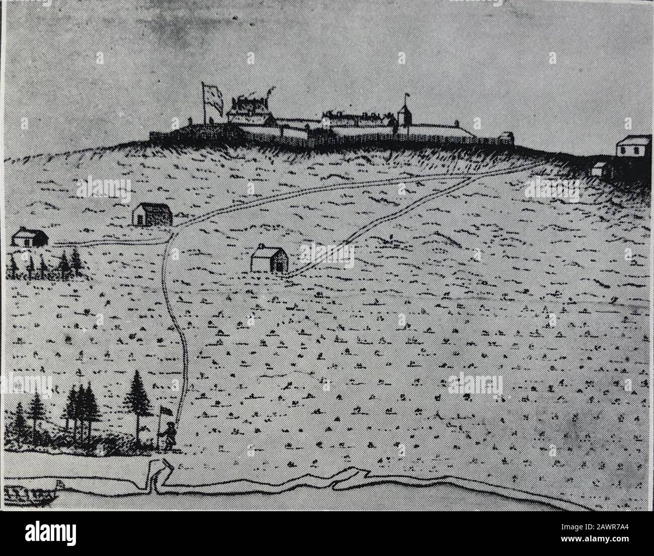 Fort Beauséjour en 1755 par Winckworth Tonge. Banque D'Images