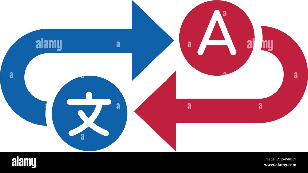 Icône du service de traduction. Concept de communication d'interprète. Symbole de renvoi. Illustration vectorielle de stock isolée sur fond blanc. Illustration de Vecteur
