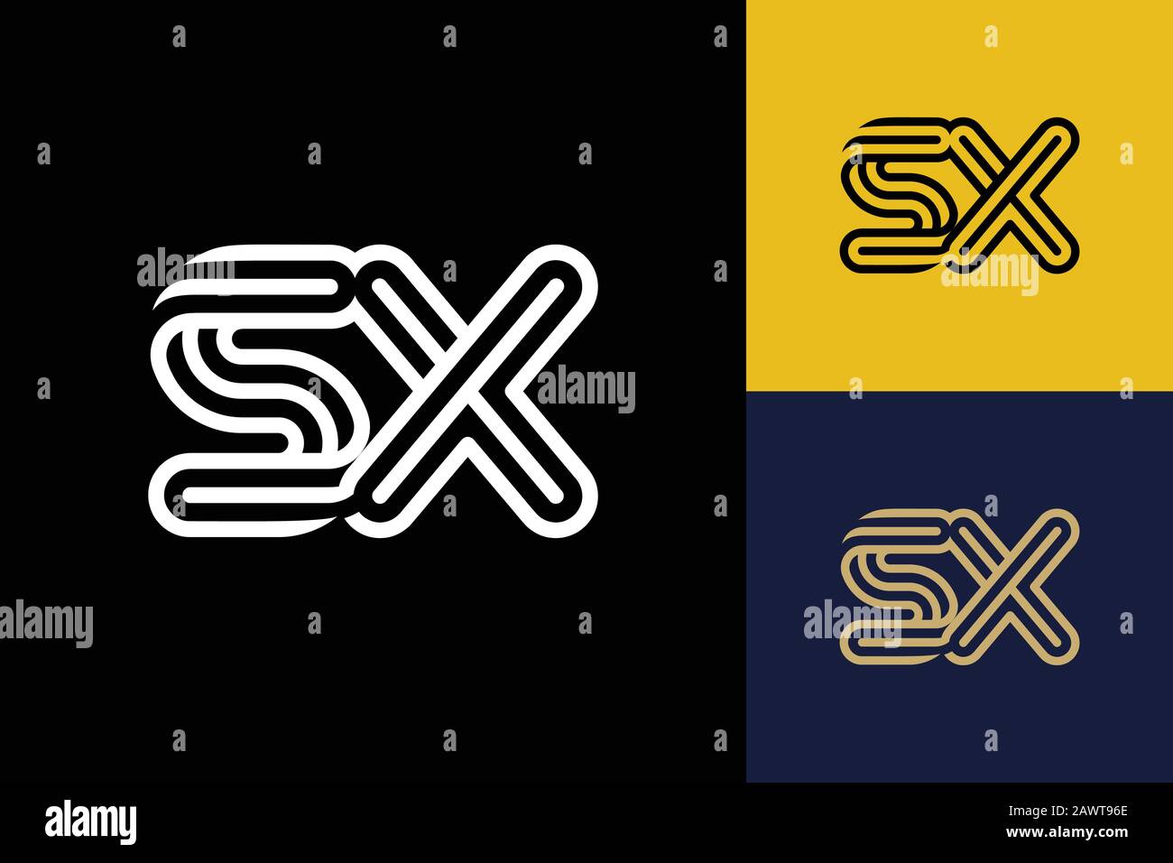 S et X combinaison lignes lettre logo Creative Line lettres modèle de conception Illustration de Vecteur