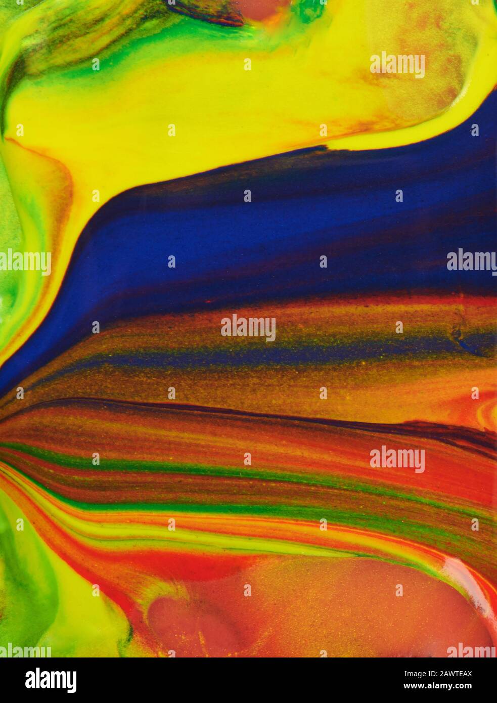 Peinture acrylique couleur arc-en-ciel arrière-plan gros plan macro vue Banque D'Images