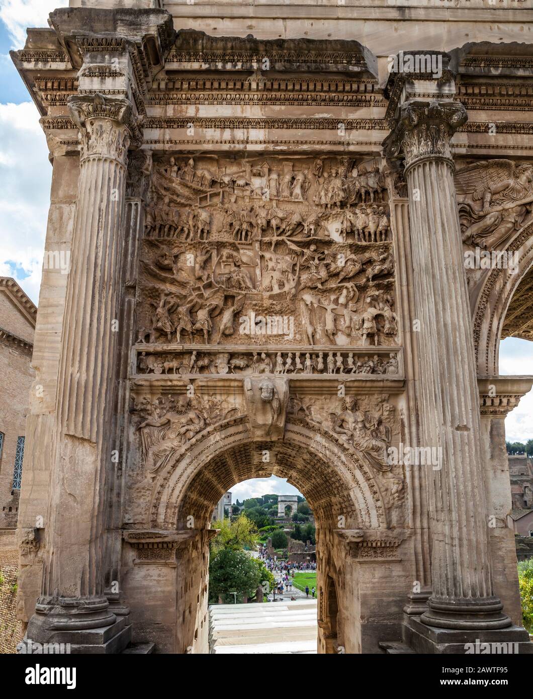 L'Arche de Sptimius Severus sur les ruines du Forum Roamn, Rome Italie Banque D'Images