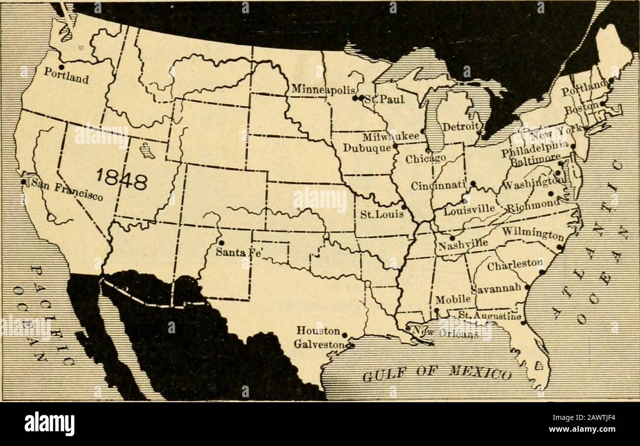 L Histoire Americaine Du Debutant Carte Montrant L Etendue Des Etats Unis En 1848 Apres Que Le Mexique Nous Ait Permis De Californie Et Du Nouveau Mexique A Obtenu Le Grand Territoire De Californie