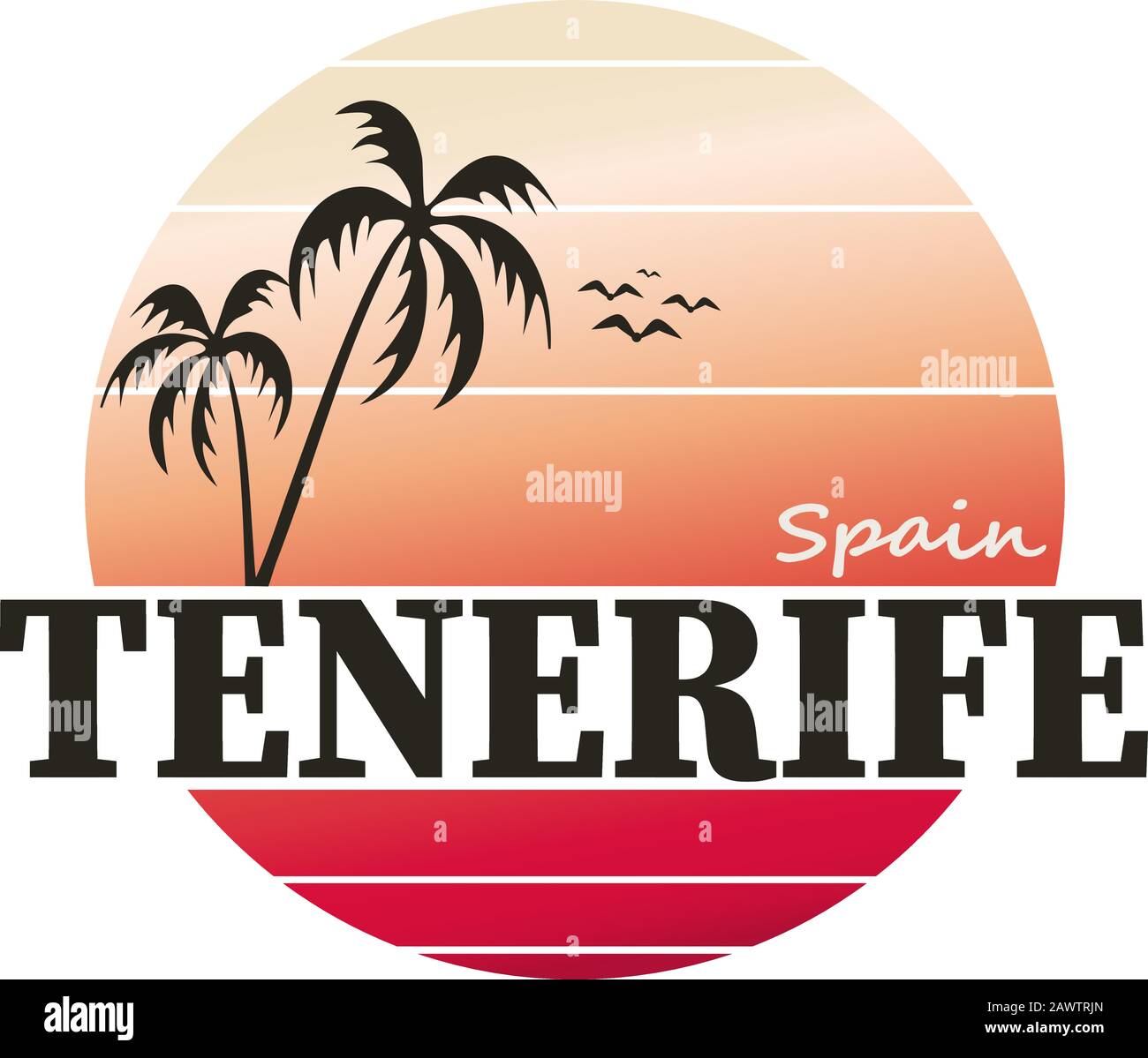 T-shirt coloré à motif dégradé de couleurs de Tenerife Illustration de Vecteur