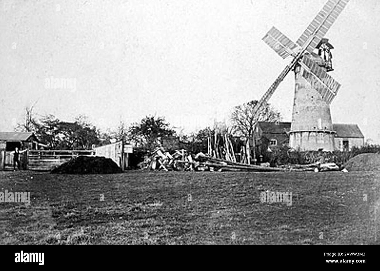 Moulin à towermill Foulsham Norfolk vers 1911. Banque D'Images