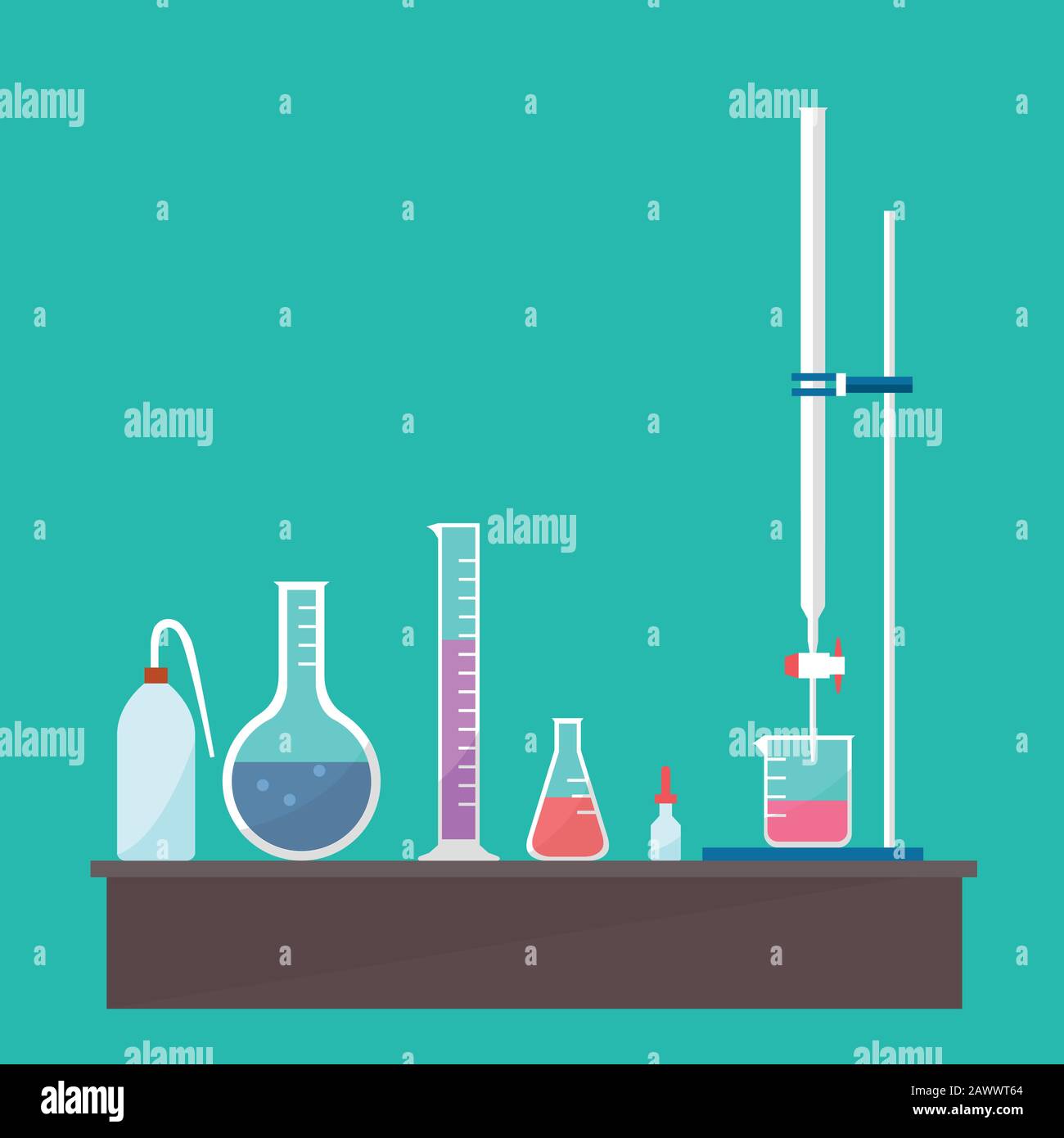 Conception vectorielle de l'équipement de titrage chimique Illustration de Vecteur