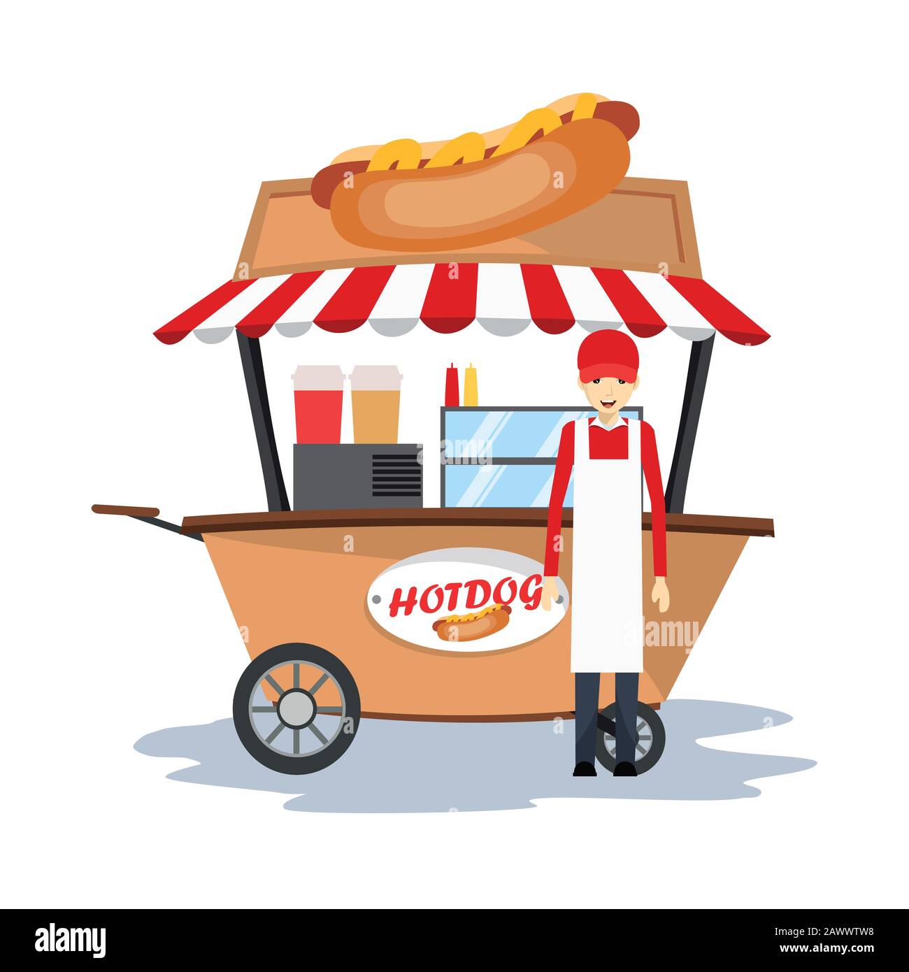 hot dog vendeur, soda dans la voiture Illustration de Vecteur