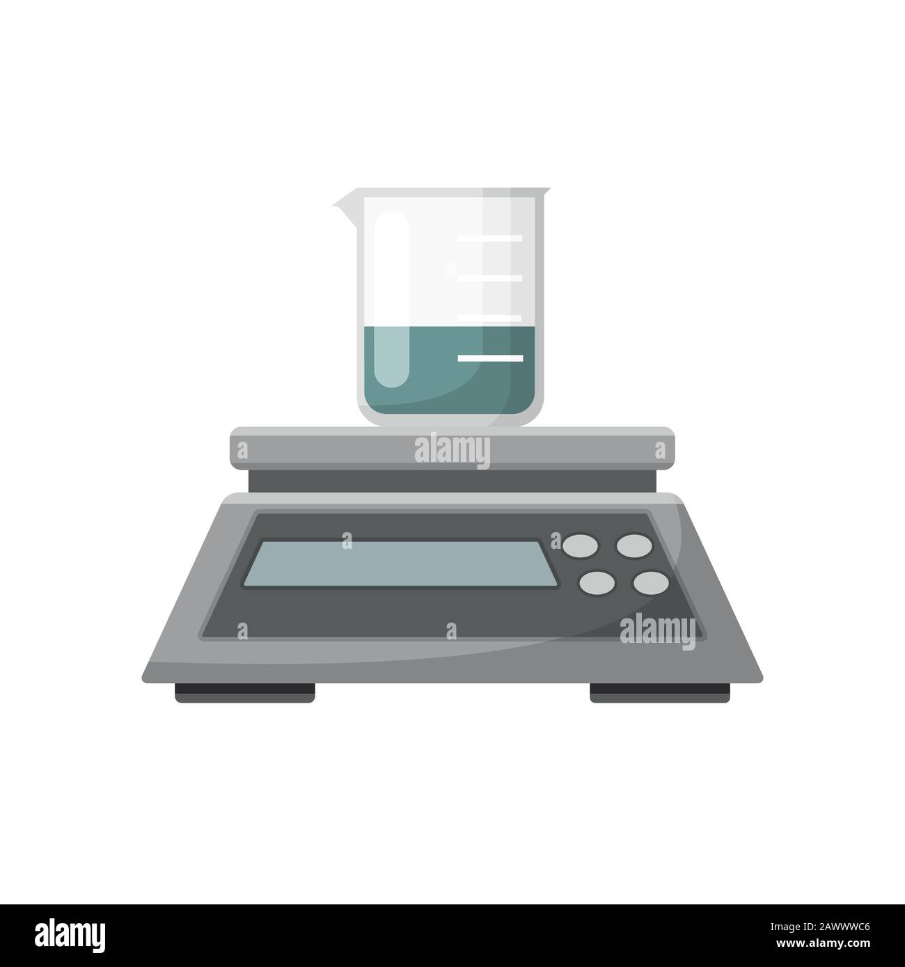 Equipement de laboratoire, balance et bécher Illustration de Vecteur