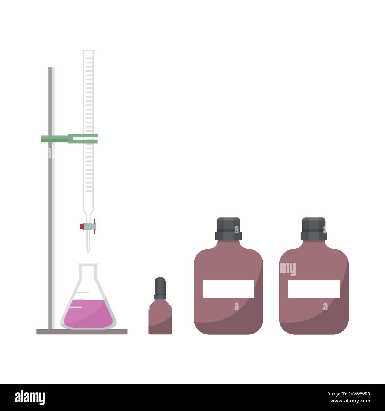 Équipement de titrage à base d'acide dans un laboratoire de chimie Illustration de Vecteur