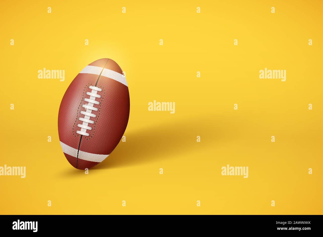 Ballon de football américain sur fond jaune pastel Illustration de Vecteur