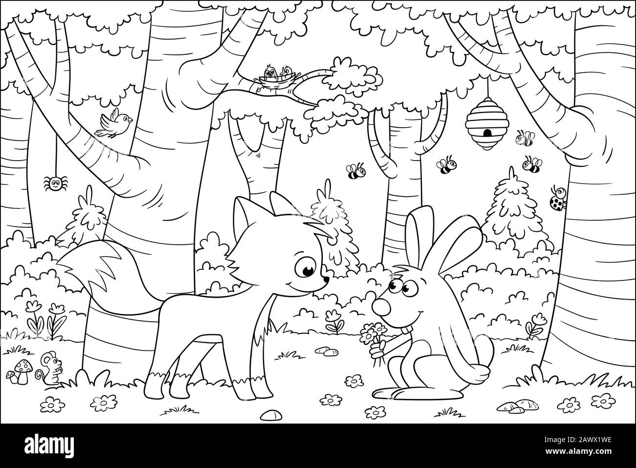 Livre de coloriage pour enfants. Illustration vectorielle de dessin à la main avec des calques séparés. Illustration de Vecteur
