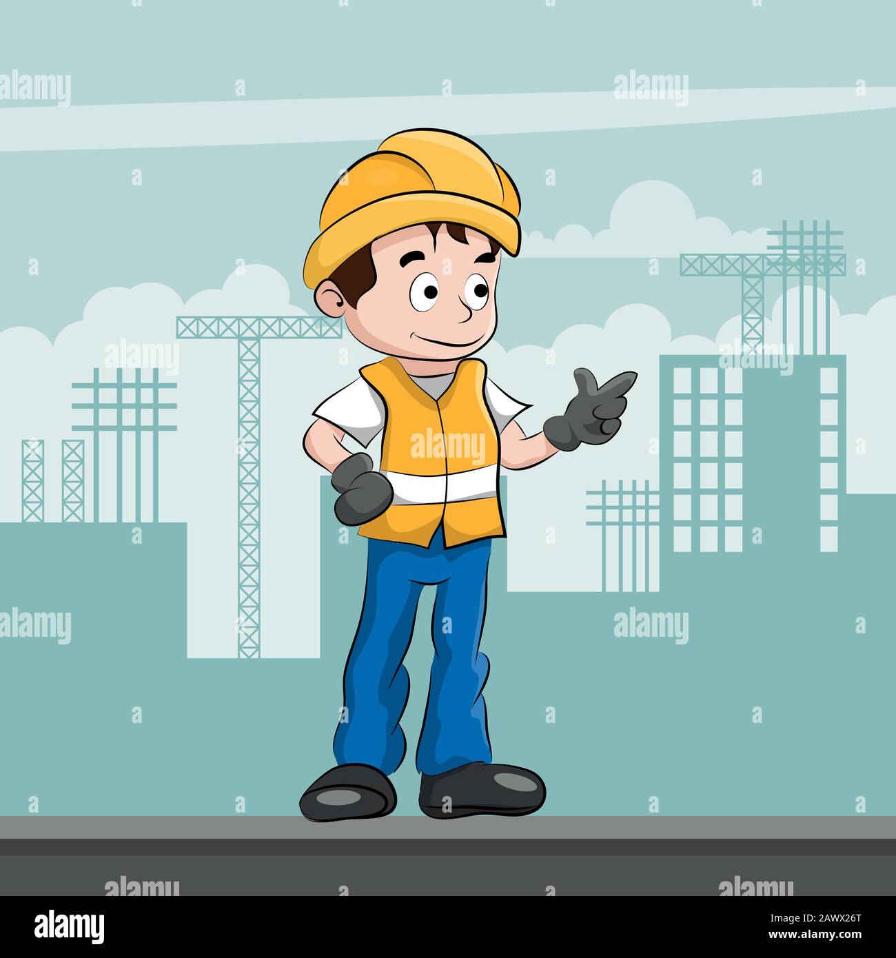 Travailleur de la construction avec son équipement de protection personnelle Illustration de Vecteur