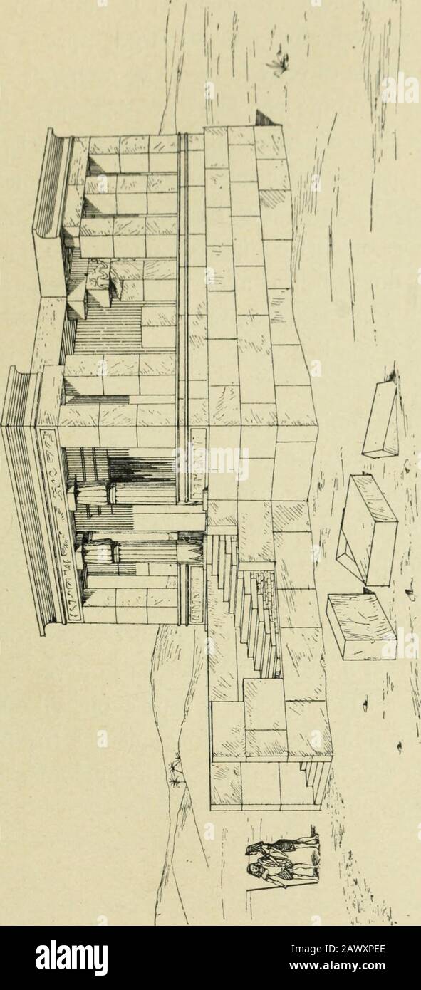 L'architectes le passé.--le pré . oubastions, sous forme de derépêments et parfois de dalles sculptés. Dans la construction des voûtes qui sont en berceau, ou par-fois en forme de dômes, la brique séchée au soleil et celle durcieau feu sont emplois très habilement sans les secours. La décoration est disponible à l'adresse par des dalles de pierreou dalbâtre orties de bas-reHfs et avant lambris dans les fêtes basses des murs ; souvent les couleurs enduites couvrentles surfaces Hmitées par des borures de poterie émaillée et beignets se limitaient au bleu, au noir Banque D'Images