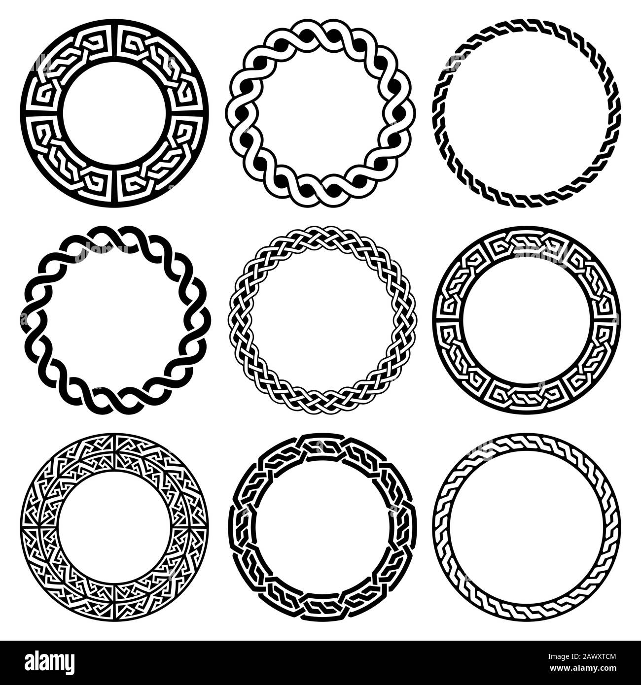 Cadre rond vectoriel irlandais celtique, motif mandala tressé - carte de vœux et arrière-plan invititon, ornement de la Saint Patrick Illustration de Vecteur