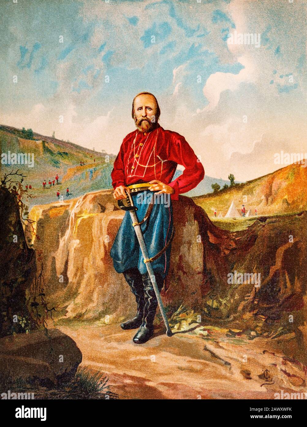 Giuseppe Garibaldi (Nice, 4 juillet 1807-Caprera, 2 juin 1882) était un militaire et un politicien italien. Avec le roi de Sardaigne Victor Manuel Banque D'Images