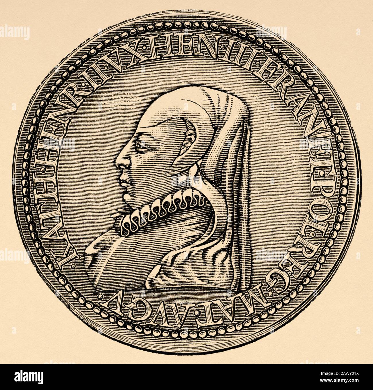Le sceau de la Médaille du portrait de Catherine de Medici (Florence, Italie, 13 avril 1519 - Château de Blois, France, 5 janvier 1589) était un noble italien Banque D'Images