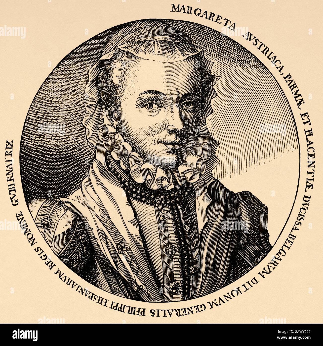 Portrait de Margaret d'Autriche, Margaret de Parme, (Oudenaarde, Flandre, 5 juillet 1522 - Ortona, Naples, 18 janvier 1586), fille de Carlos I Banque D'Images