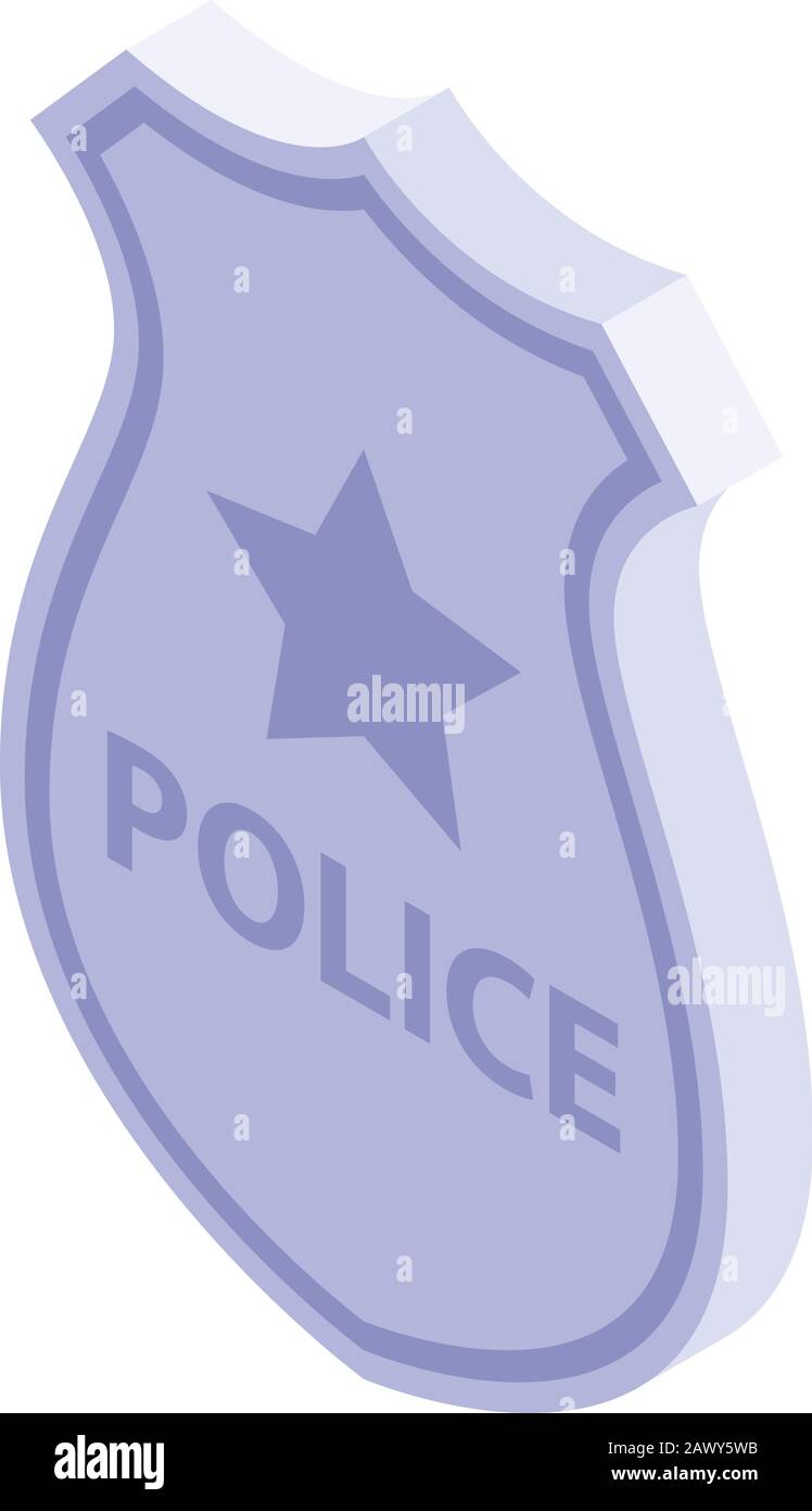 Icône de badge de police, style isométrique Illustration de Vecteur