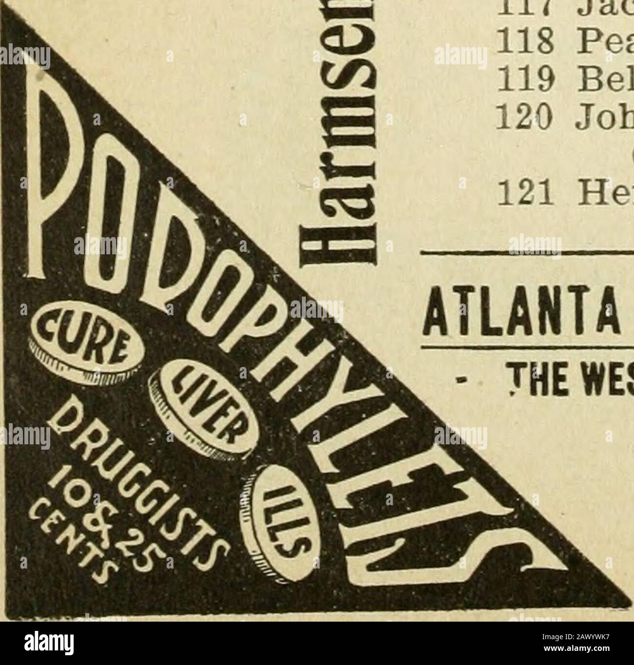 Répertoire D'Atlanta City . Dennis Nellie (c) 24 Douglas John W (c) 25 Crowell William A 26 coker James J 27 Vant 28 Cates Serena A Mme (Mangum croise) 40 carter Mary (c) 41 Vacant 42 Barkshadt John F 44 Littlejohn Charles (c) 45 Cooper Nettie A Miss49 Mills Minnie (c) 51 Brown Sallie (c) 52 Williams Frank (c) 53 Grogan Anna (c) 58 Ponder William 59 Besser Charles A 60 Wilson Lavina A Mme 61 Spivey Roland 62 Comwell Matilda Mrs64 Wilkins Mattie Mrs70 Baskin Walter (intersectes grises) 3 M ^ 7 5 !2;B 2 A à (V&gt; IB &lt;. FF B — O £ O r* ^ e^ 3 (B « C3 ? &lt; P M X 5 !» S UTLAlnrARUBGER STAM^p Banque D'Images
