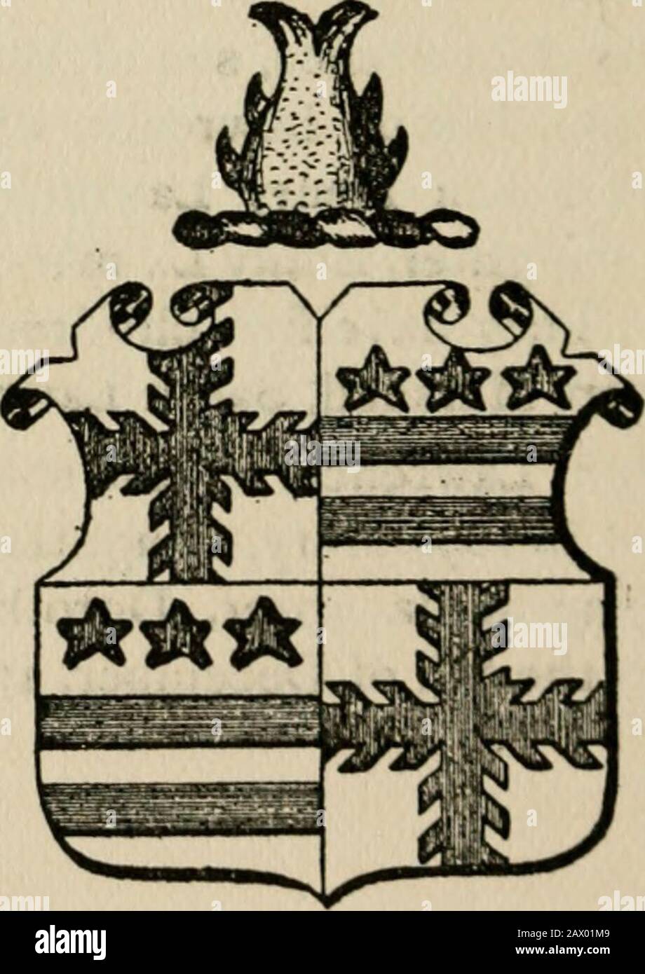 Documents de la ville de Smithtown, long Island, N.Y[ressource électronique] : avec d'autres documents anciens de valeur historique . Lawrence-WASHINGTON Arms of Tanger Smith, Lawrence and Washington.(en faveur d'Ethelbert M. Smith, Esq.) Ce manteau d'armes a été utilisé pour la première fois par Sir Robert Lawrence, d'AshtonHall, dans le Lancastershire, en Angleterre, qui a été fait chevalier par le roi Richard APPENDIX. 483 coeur de Leon en 1191, et a été quartiers avec l'Armsby de Washington le mariage d'un petit-fils de Sir Robert. Sir James Lawrencemarried Matilda Washington sous le règne d'Henry III C'est ce que le général George Washin va consterné Banque D'Images
