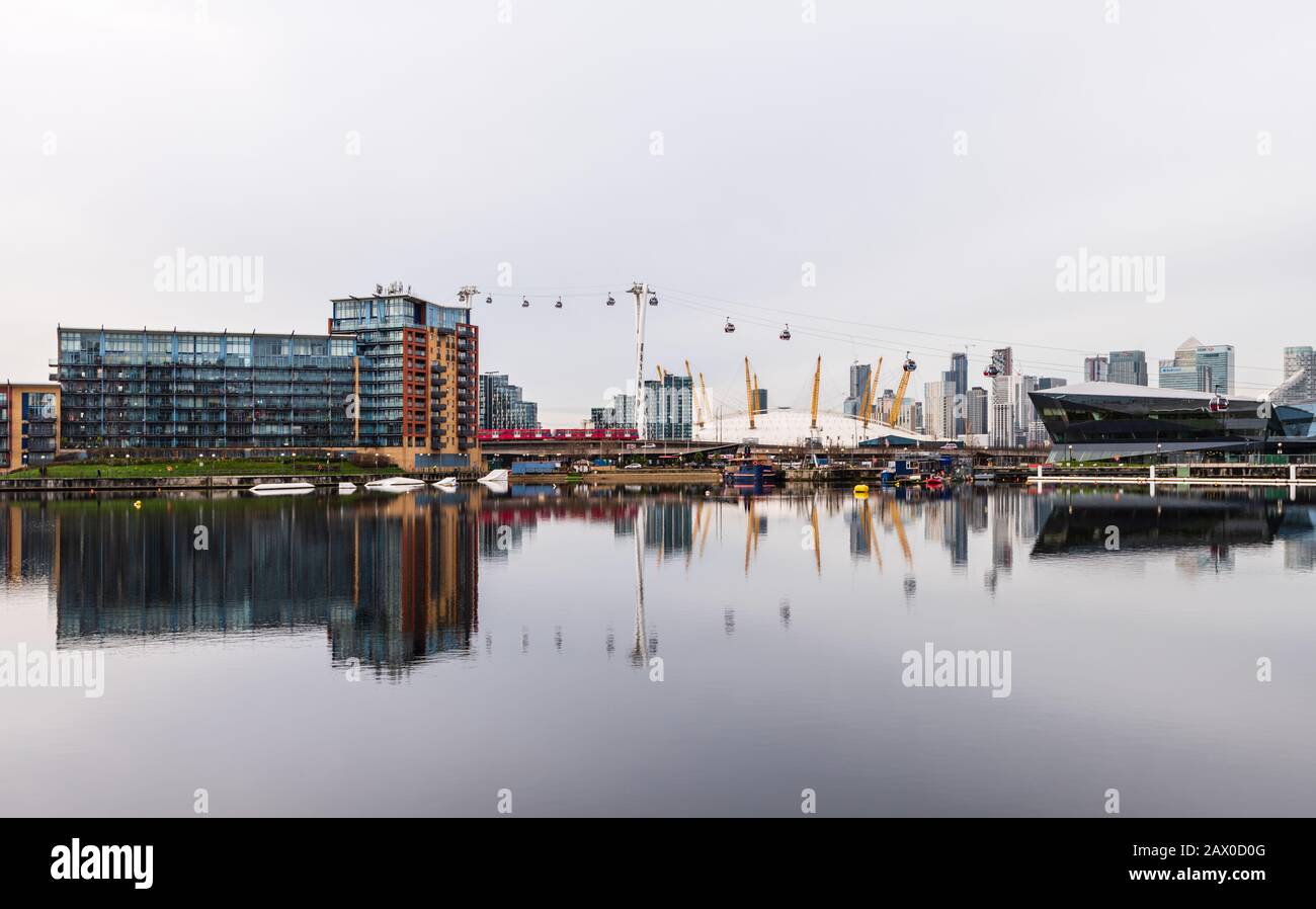 Les téléphériques du Royal Victoria Dock de Londres Banque D'Images