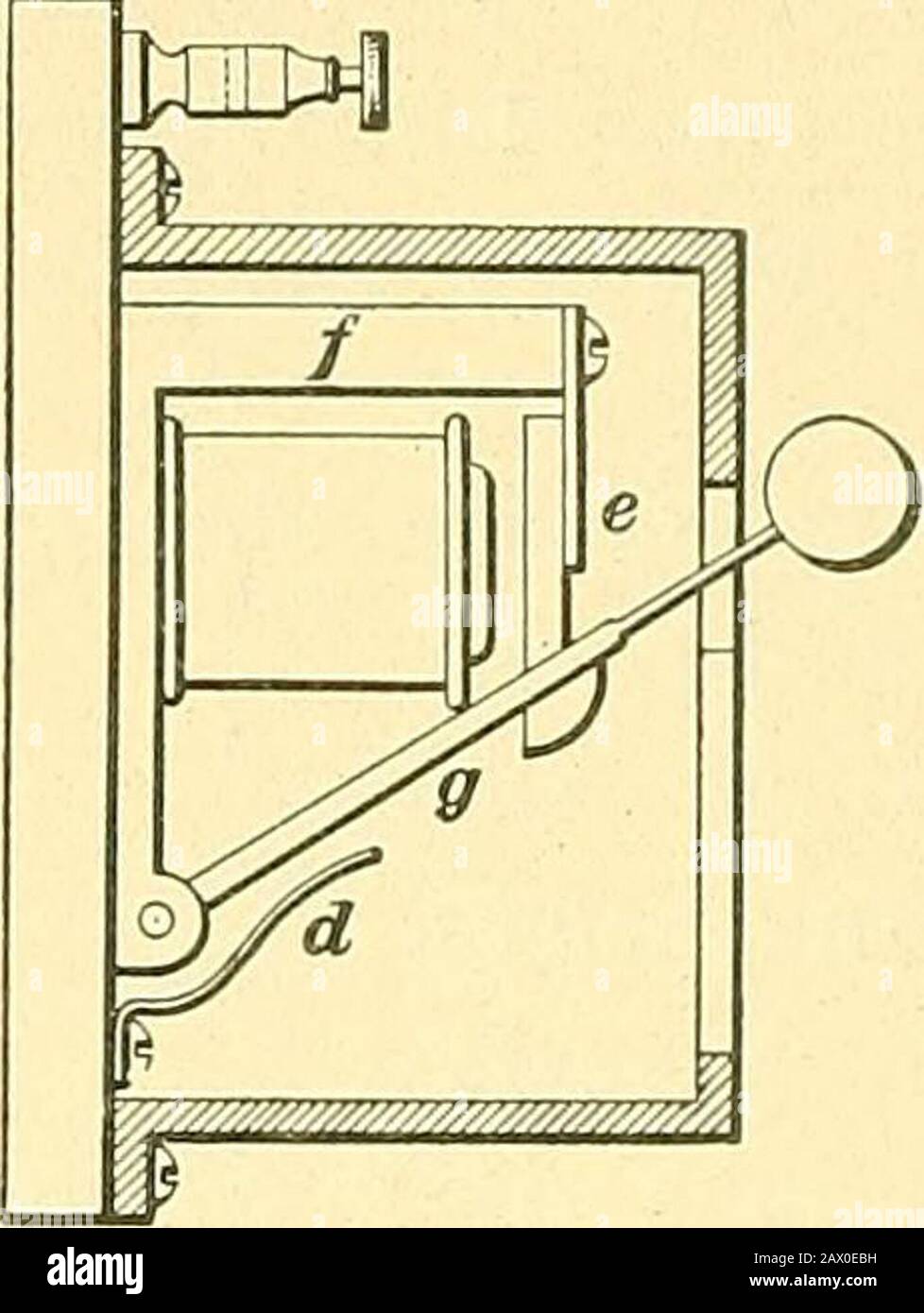 [Génie électrique.] . therereburn 38 CÂBLAGE INTÉRIEUR. 28 APPAREILS SPÉCIAUX. 52. Le DROP automatique.—Pour des raisons d'alarme spéciales, il est parfois souhaitable que la cloche continue à torter une fois la poussée relâchée. Pour cela, l’utilisation d’une chute automatique, qui ferme un circuit supplémentaire, ou shunt, dès qu’un courant passe le long du circuit principal. Banque D'Images
