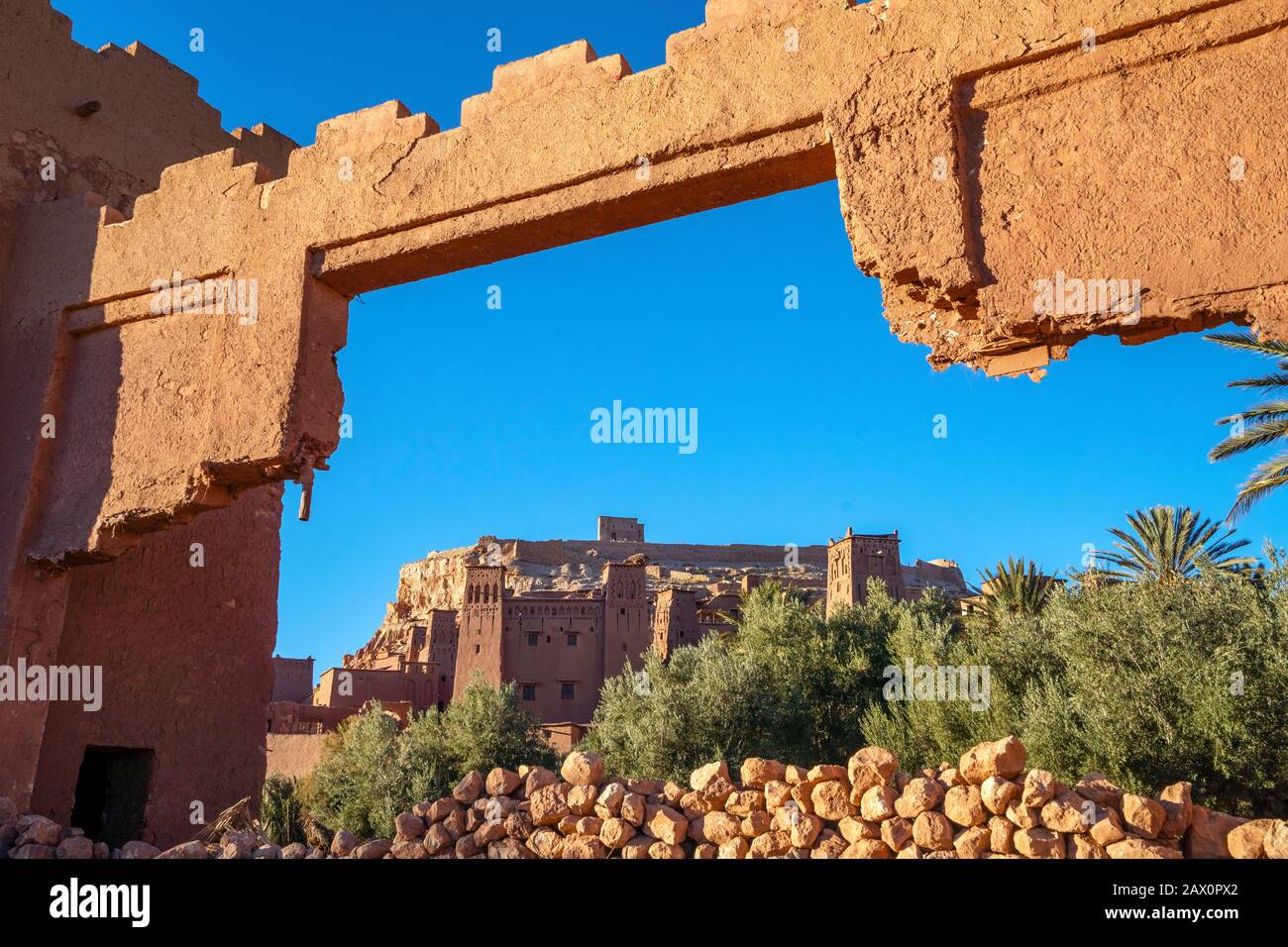 Toile Photo Ait Ben Haddou 120x80 Cm - Impression Haute Qualité, Cadre Bois, Coton 360 G/m² - Décoration Murale Marocaine