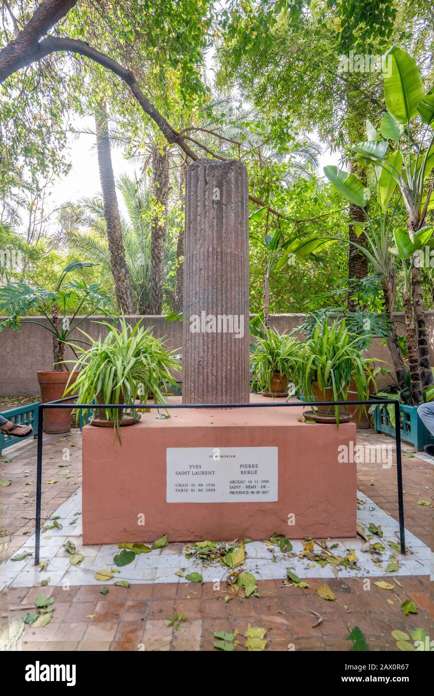 Marrakech, Maroc - 15 Janvier 2020 : Mémorial D'Yves Saint Laurent Dans Le Jardin Majorelle Banque D'Images