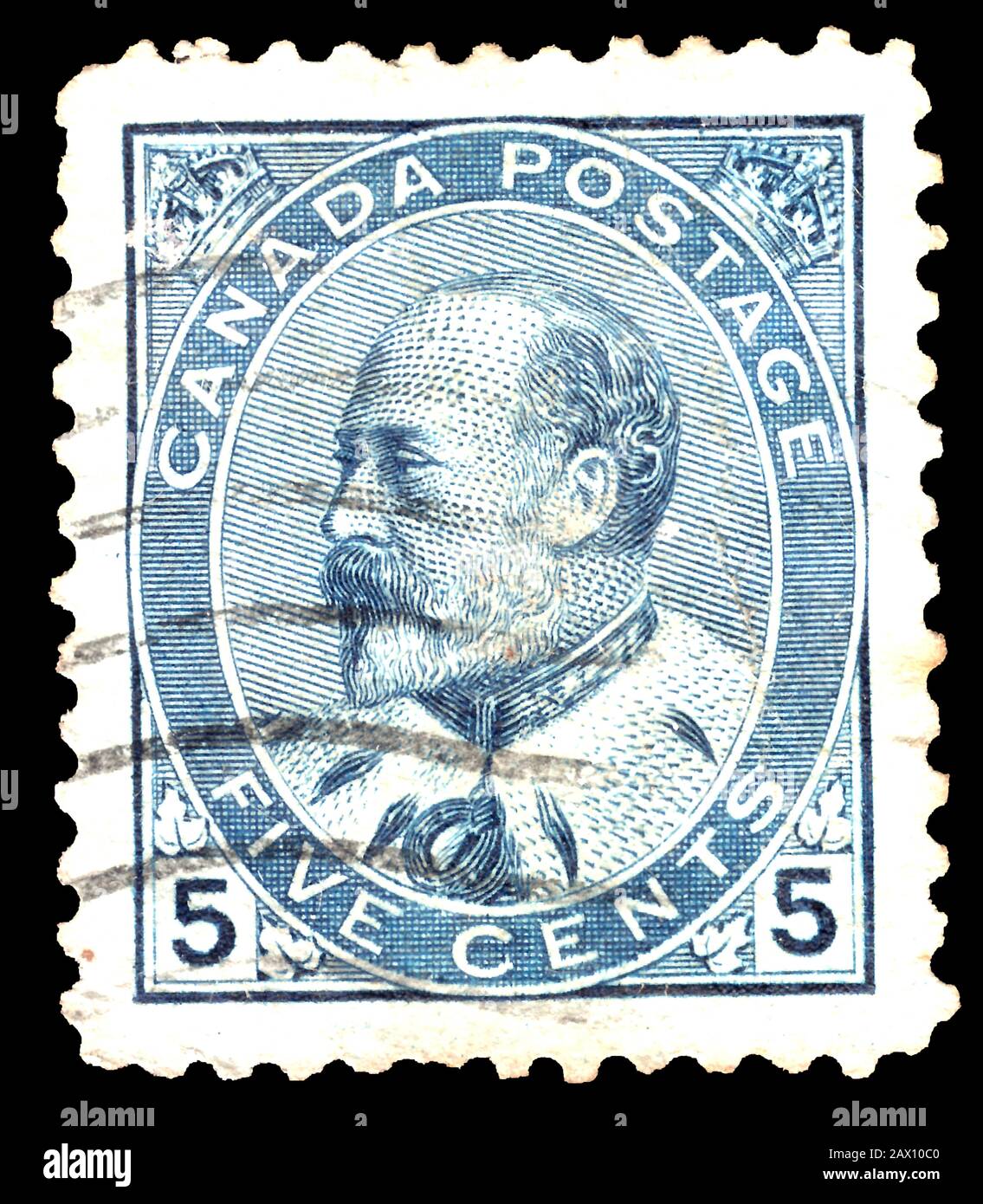 Canada - VERS 1910 : un timbre imprimé au Canada montre les familles royales, le roi Édouard VII, la série Wilding Portrait, vers 1910 Banque D'Images