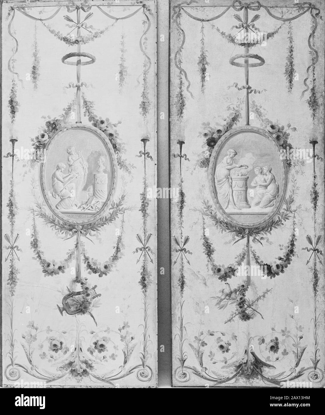 Panneau décoratif (une paire), XVIIIe siècle. Banque D'Images