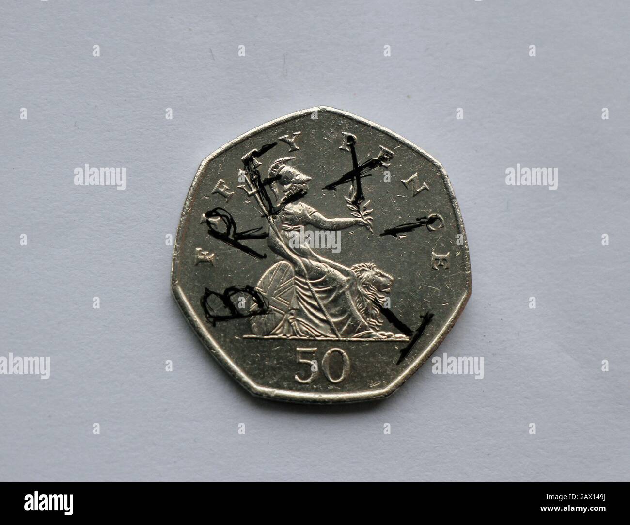 Brexit Cinquante penny Banque D'Images