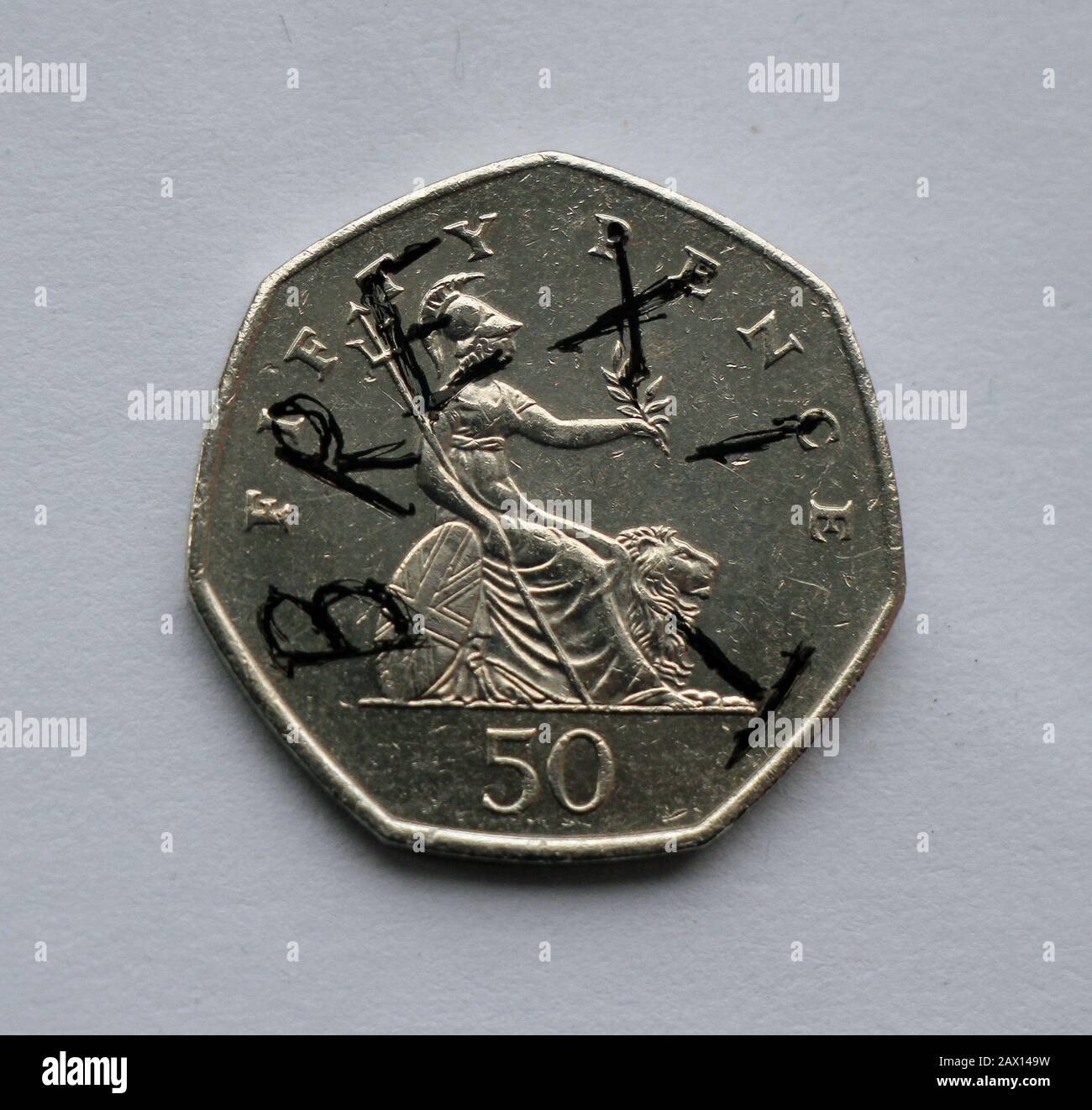 Brexit Cinquante penny Banque D'Images