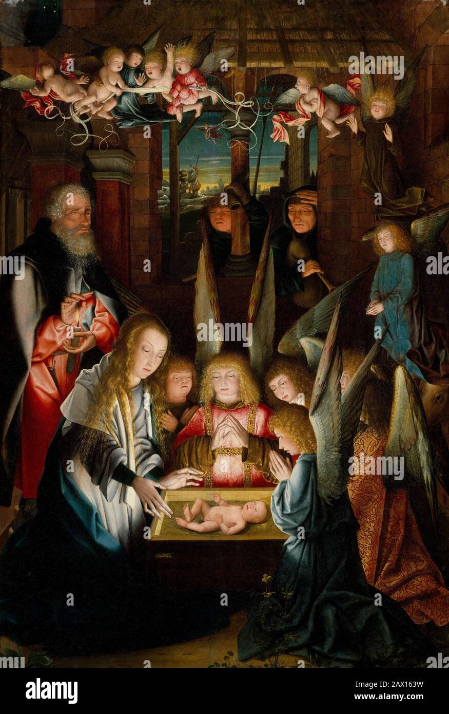 L'adoration de l'enfant du Christ. (env. 1515) Banque D'Images