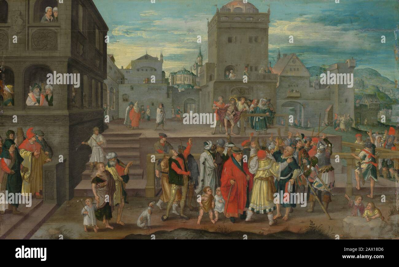 Christ A Présenté au Peuple. (Allemand, probablement à la fin du XVIe siècle). L'Ecce Homo, figure du Christ, est présentée par Ponce Pilate (Jean 19:5). Banque D'Images