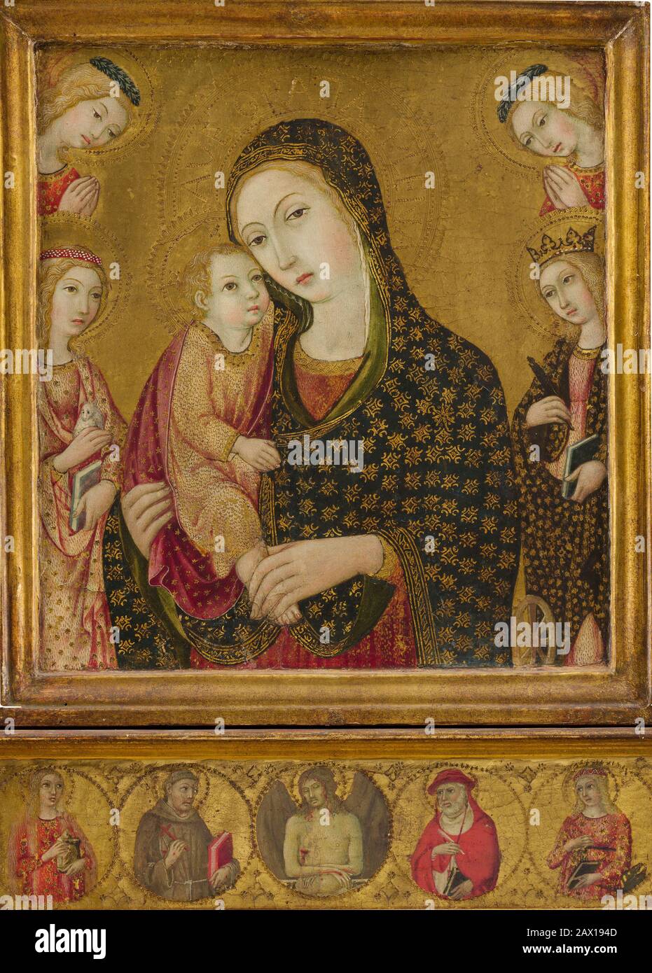 Madonna et enfant avec le Christ mort, les Saints Agnes et Catherine d'Alexandrie, et Deux Anges, CA. 1470-80. Banque D'Images