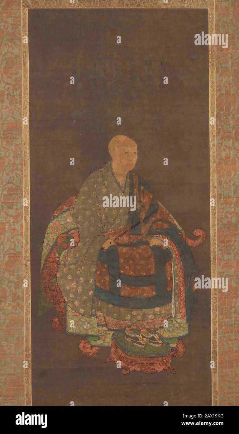 Portrait de Shun'oku Myoha, CA. 1383. Prêtre Zen Shun&#x2019;oku Myoha (1311-1388). Période de Nanbokucho (1336-92). Banque D'Images