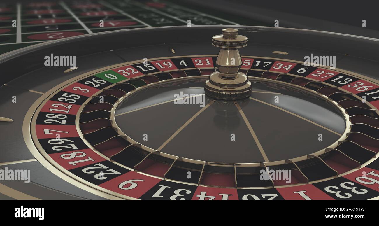 Roulette de Casino sur la table de jeu. Illustration du rendu 3D Banque D'Images