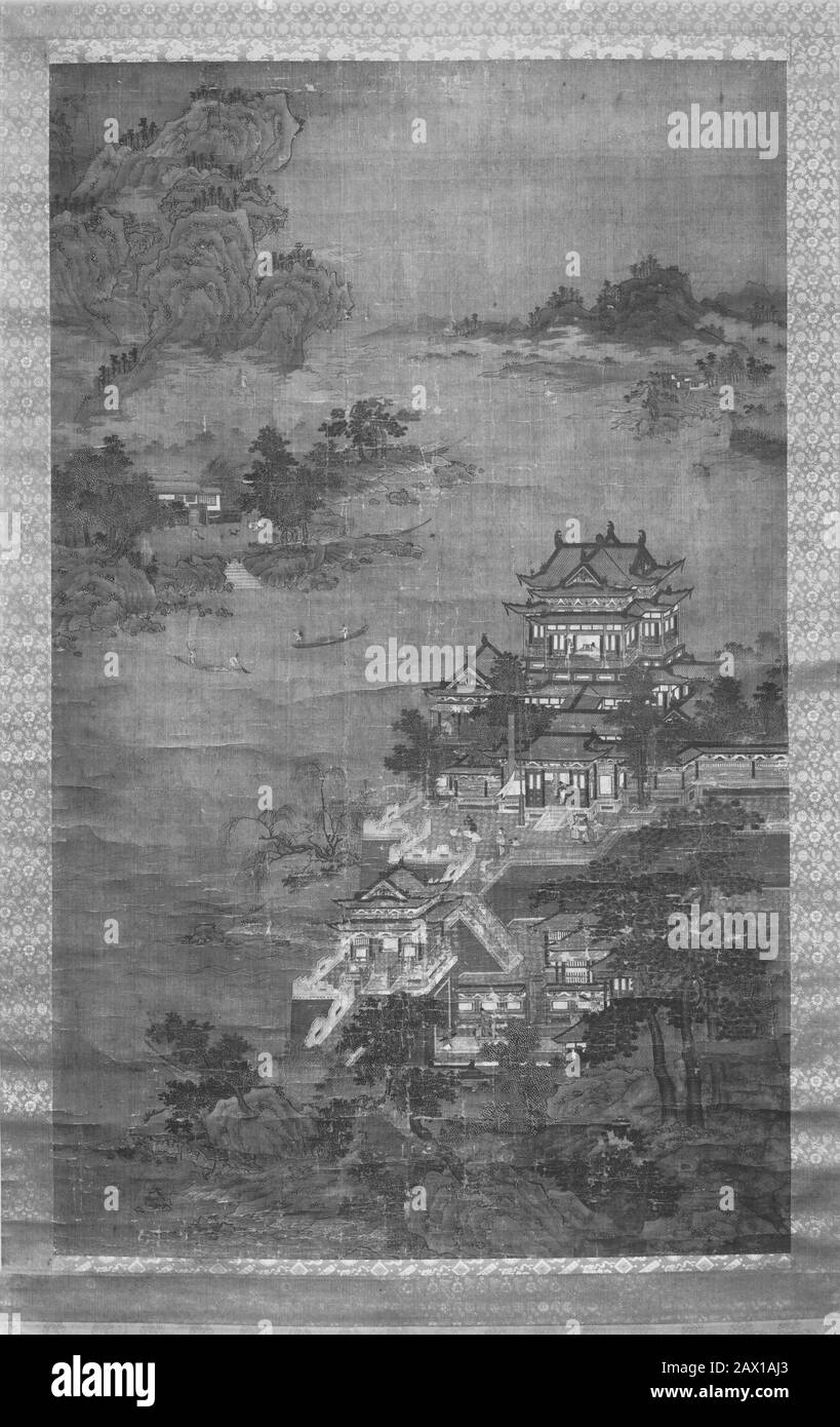 Paysage avec Palais. Dynastie Qing (1644-1911) Banque D'Images