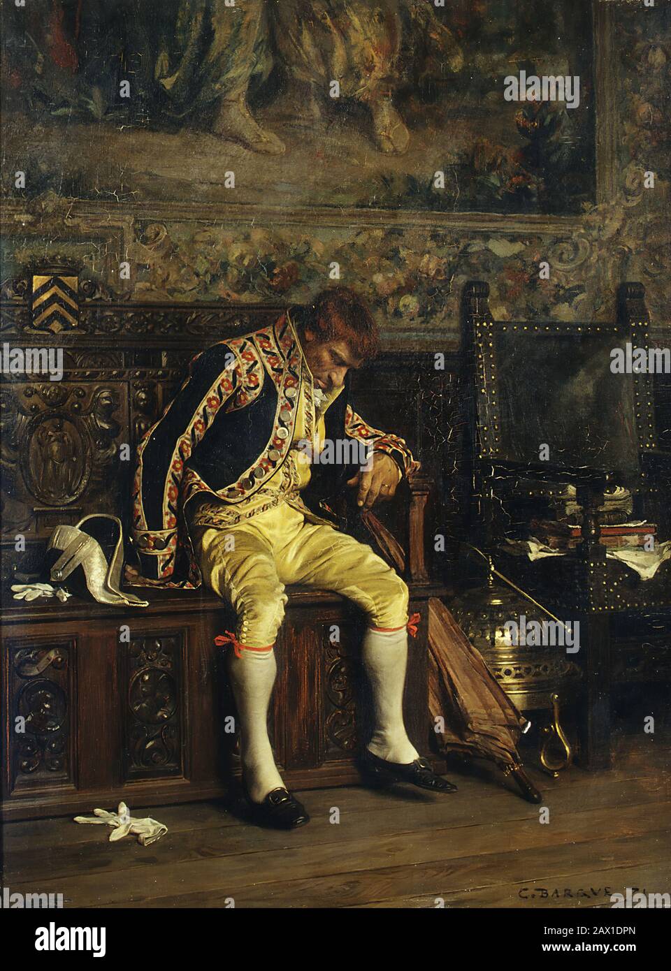 Un homme de pied Dormant, 1871. Banque D'Images