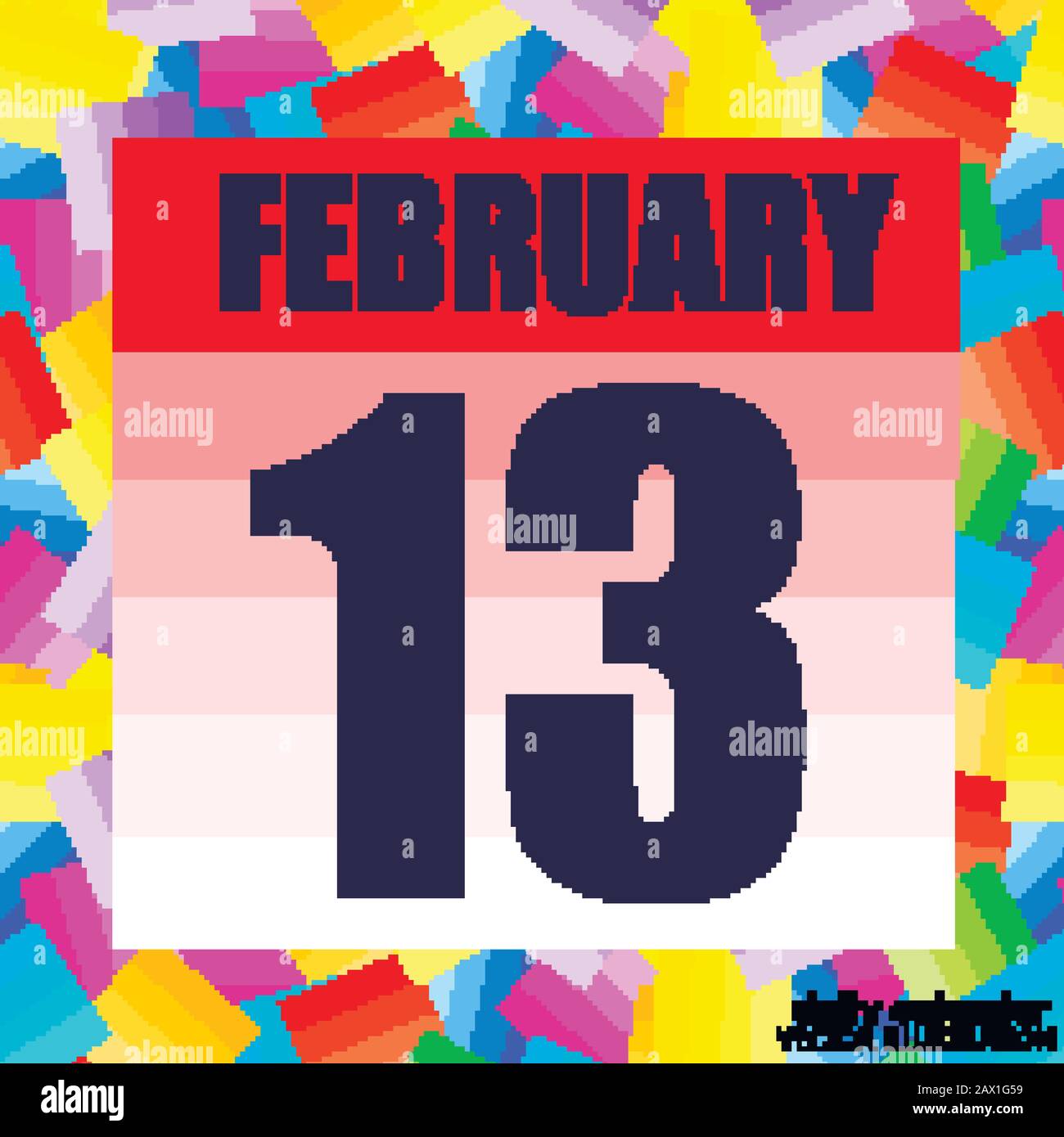 Février, 13th vecteur d'icône de calendrier, concept de calendrier ...