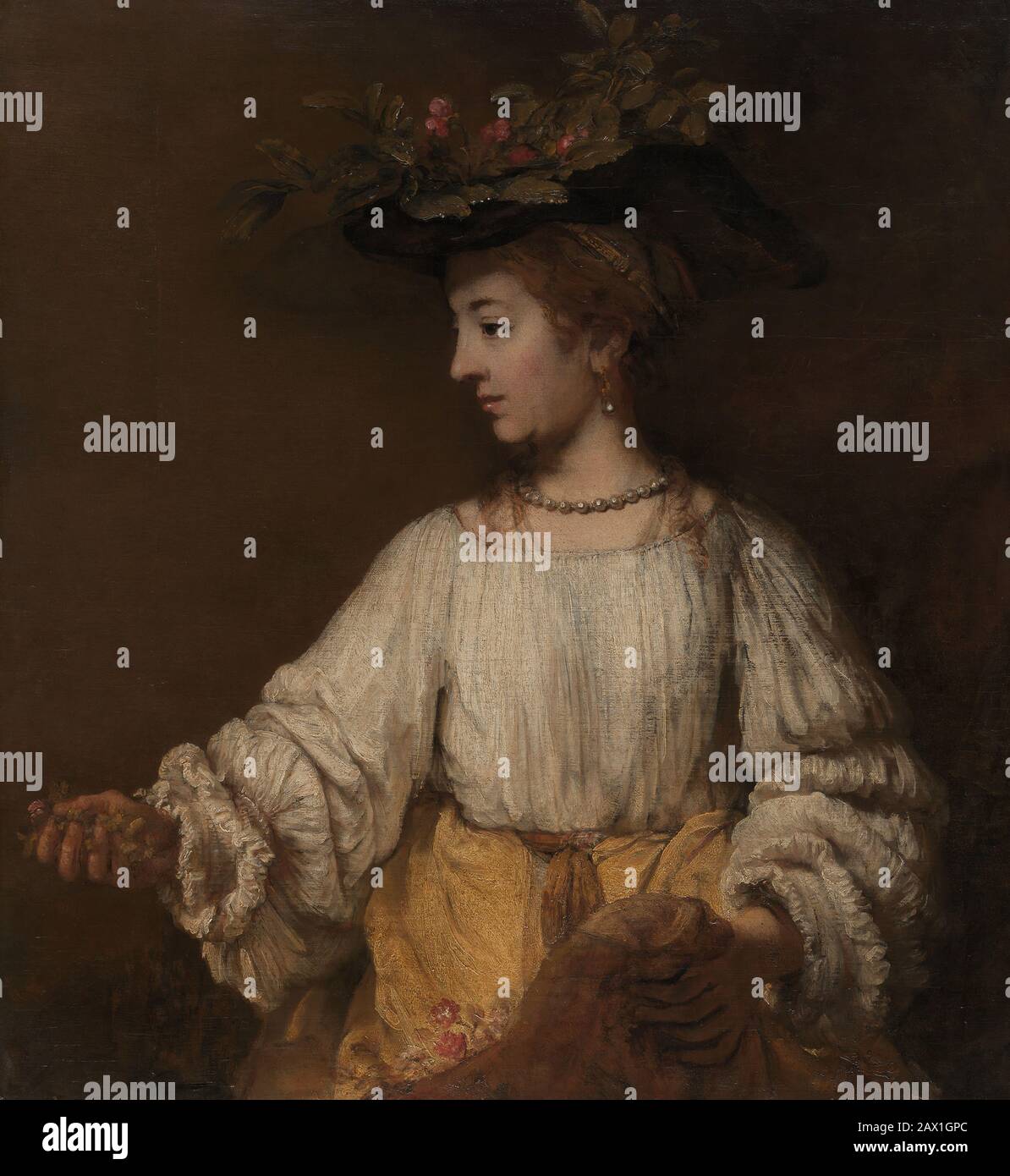 Flore, CA. 1654. Basé en partie sur un portrait de l'artiste…#x2019;s femme décédée, Saskia. Banque D'Images