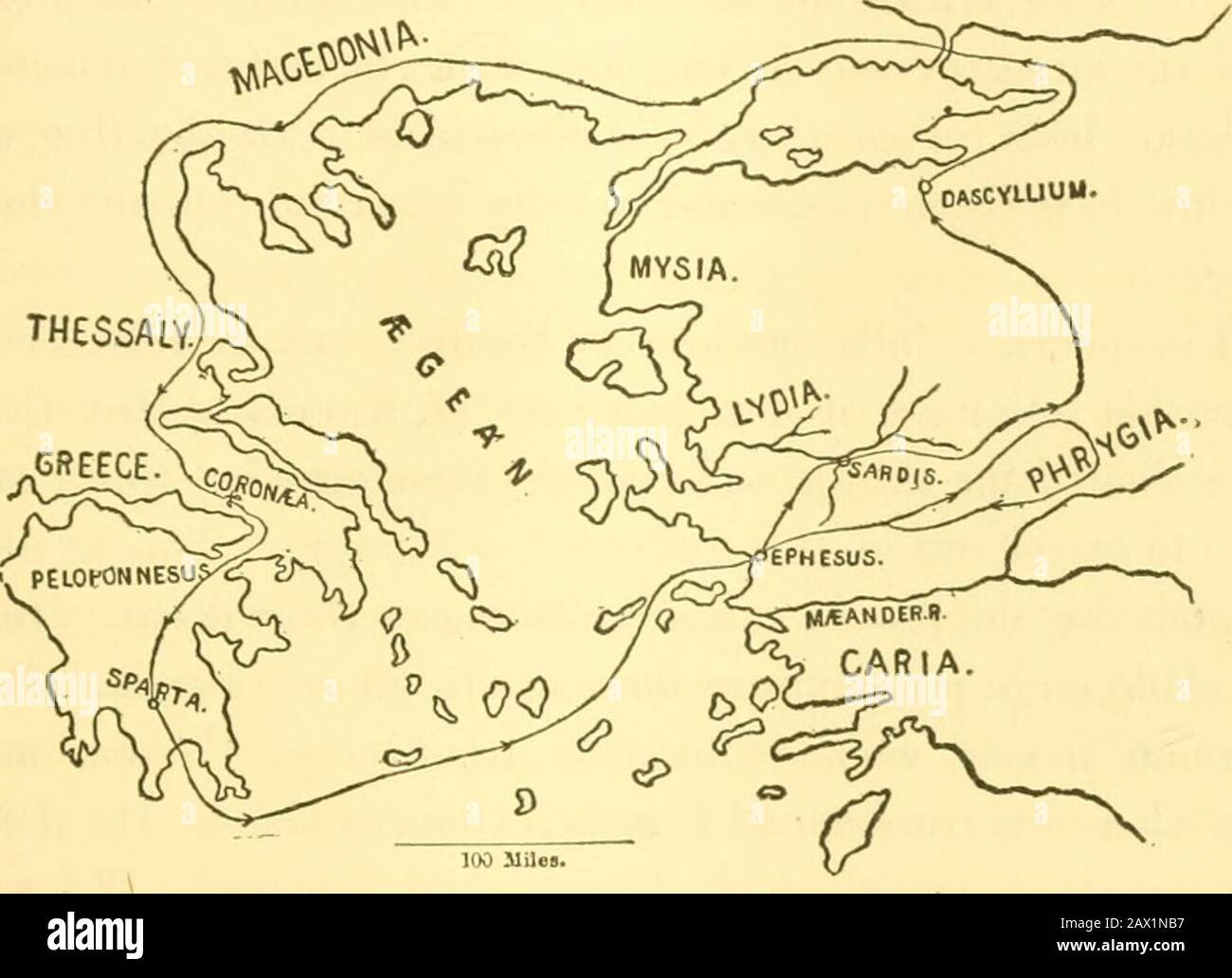 Alexander : une histoire de l'origine et de la croissance de l'art de la guerre dès les premiers temps à la bataille d'Ipssus, B. C301: Avec un compte rendu détaillé des campagnes du grand macédonien . poule afoot. Les Perses avaient dégénéré. L'empire de la grandeur est puissant de l'étendue du territoire et de la somme de la popula-tion ; les grandes distances et la dispersion des forces rendent l'itfeeble à womever mène la guerre avec promptitude. Per-sia, dit Xenophon, appartient à l'homme qui a l'âge de cour pour l'attaquer. Alexandre avait sans doute lu et formulé cette remarque. PRÉDÉCESSEUR D'ALEXANDERERS. 113 Agesilaus. — Alexander Banque D'Images