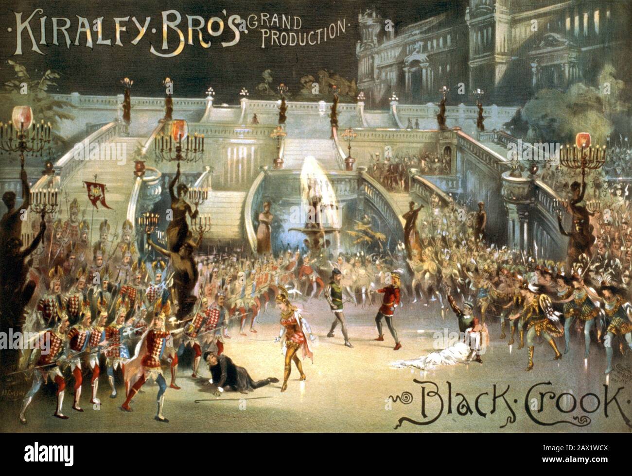 Affiche publicitaire Kiralfy Bros production de Black Crook, vers 1870 Banque D'Images