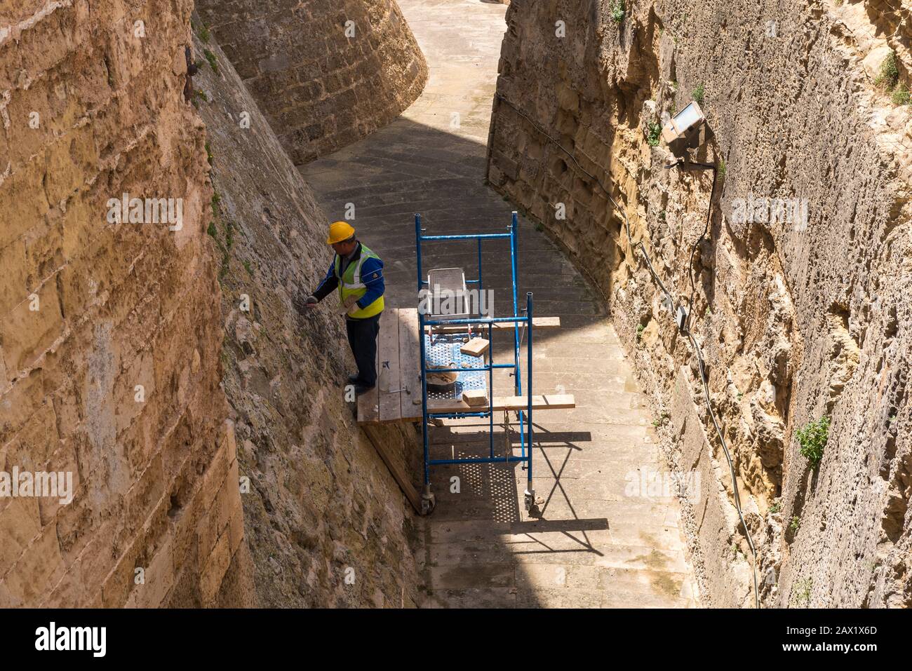 Majorque, Espagne - 8 mai 2019 : ancien château historique pendant les travaux de rénovation Banque D'Images