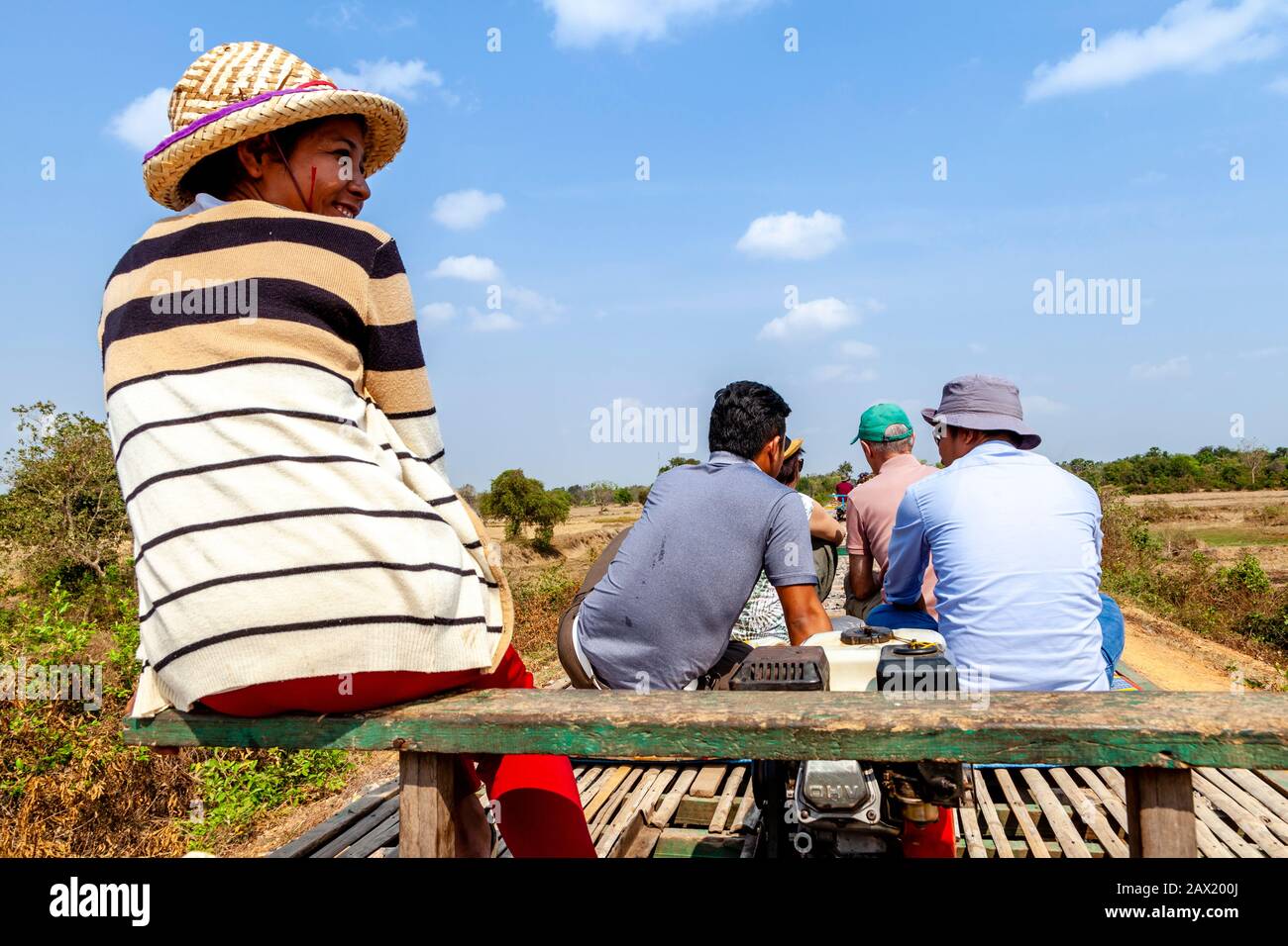 Le Bamboo Railway (Norry) , Battambang, Cambodge. Banque D'Images